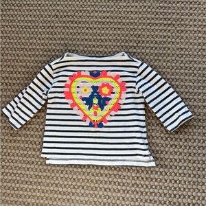 Crewcuts Collectible Striped Boatbeck Top with Embroidered Heart